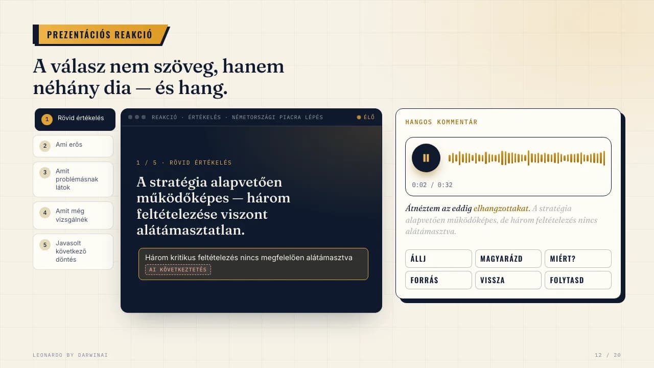 A prezentáció hang-szinkron diája