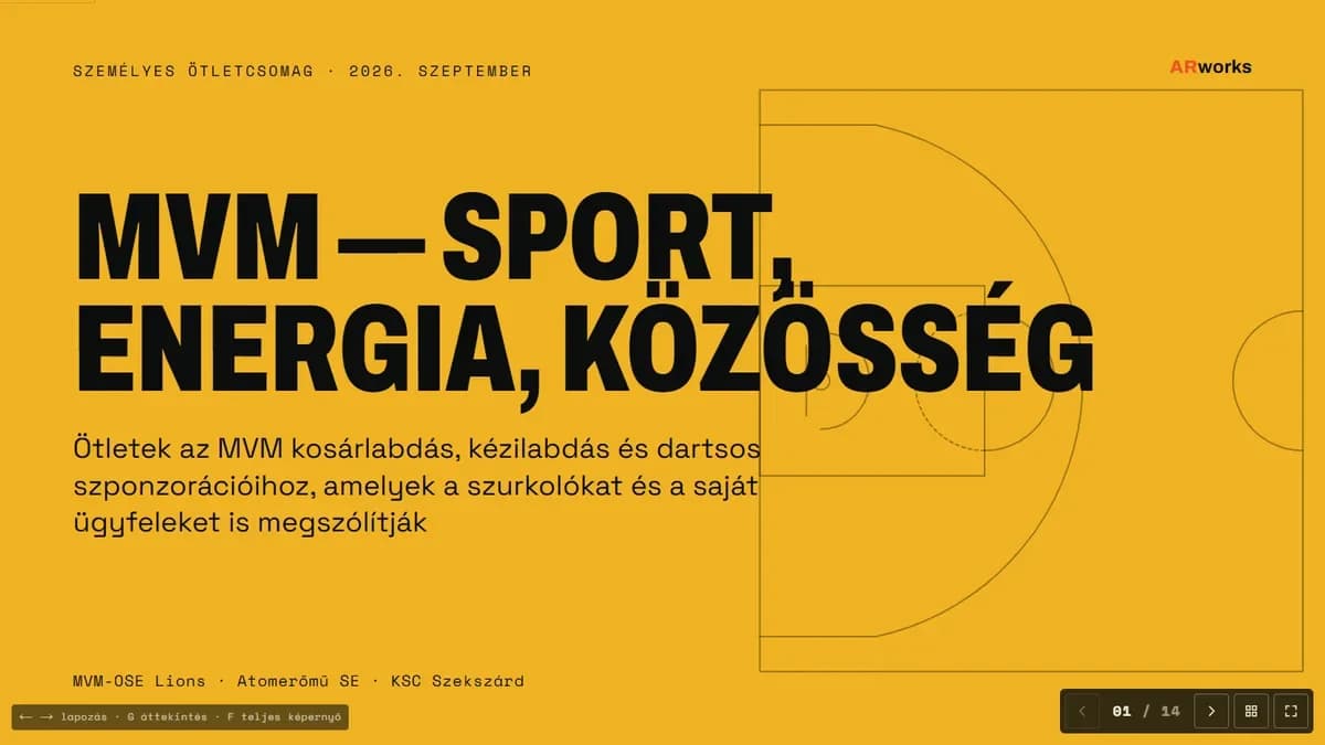 Az MVM-nek készült pitch deck címlapja