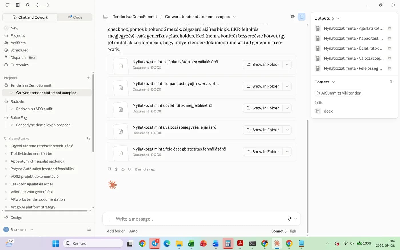 Claude Co-Work Mintaprojekt