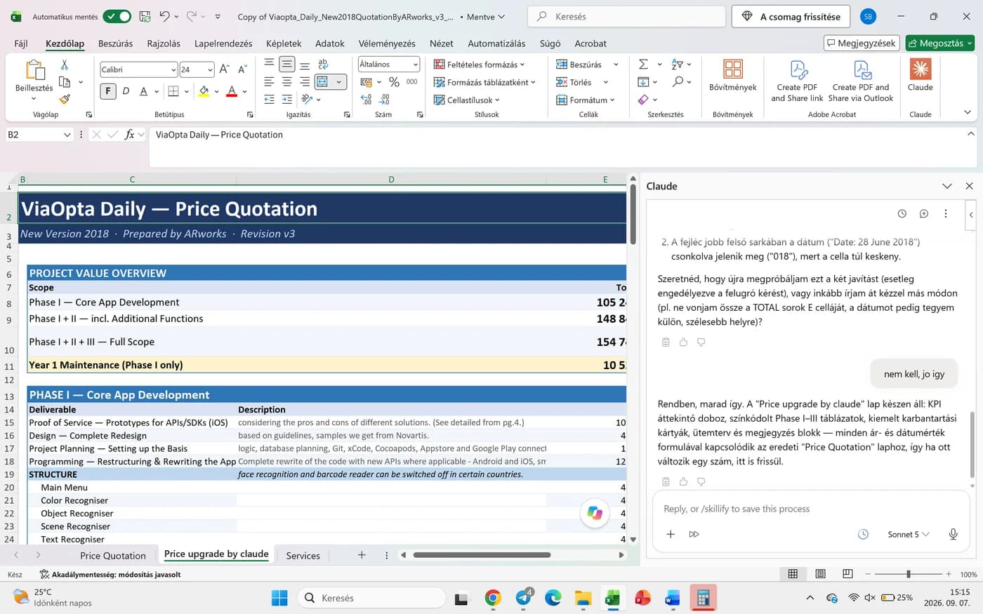 Excel Claude Bővítmény