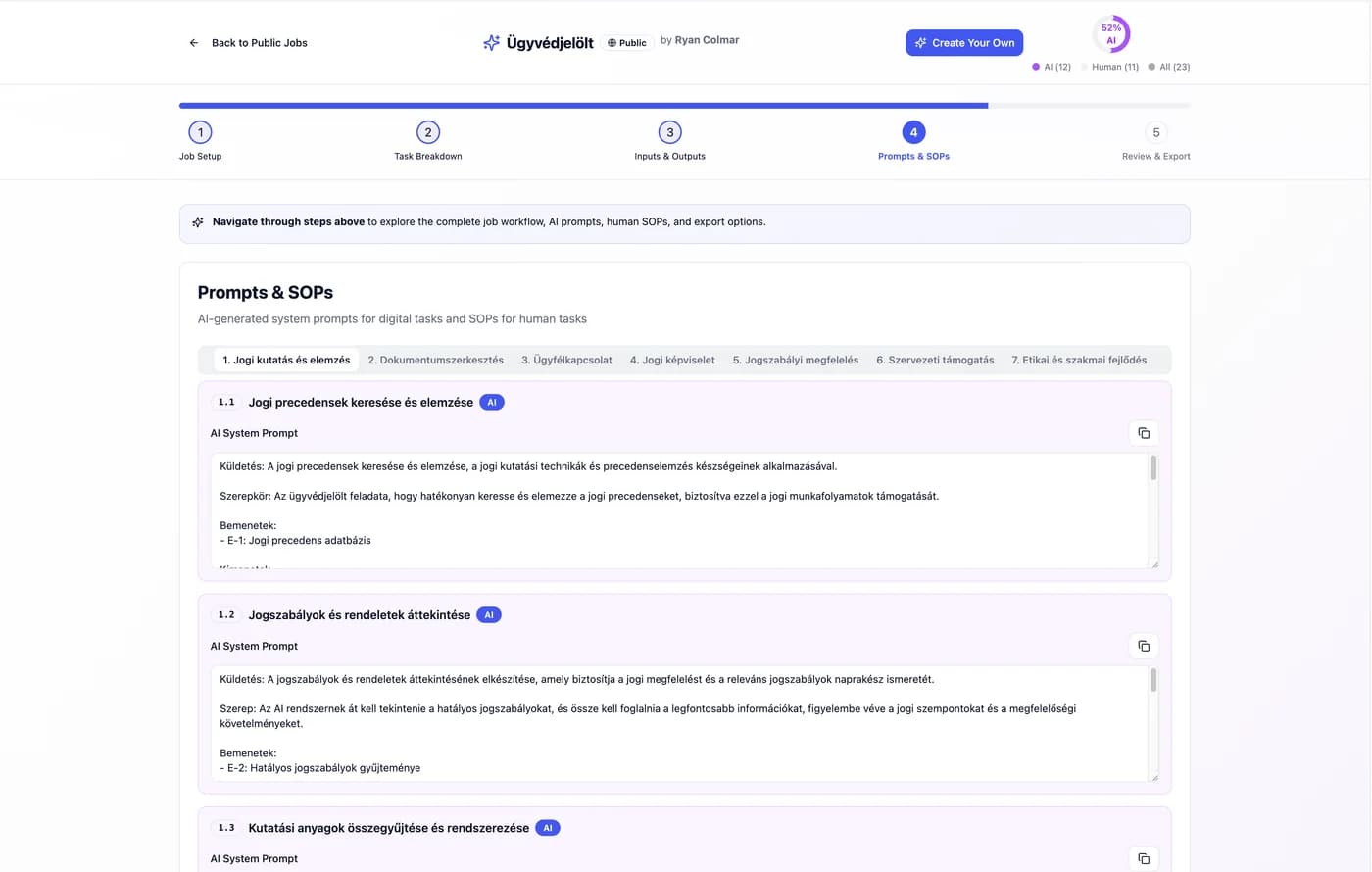 JobFlow AI – Munkakörök bontása humán és AI feladatokra – képernyőkép 5