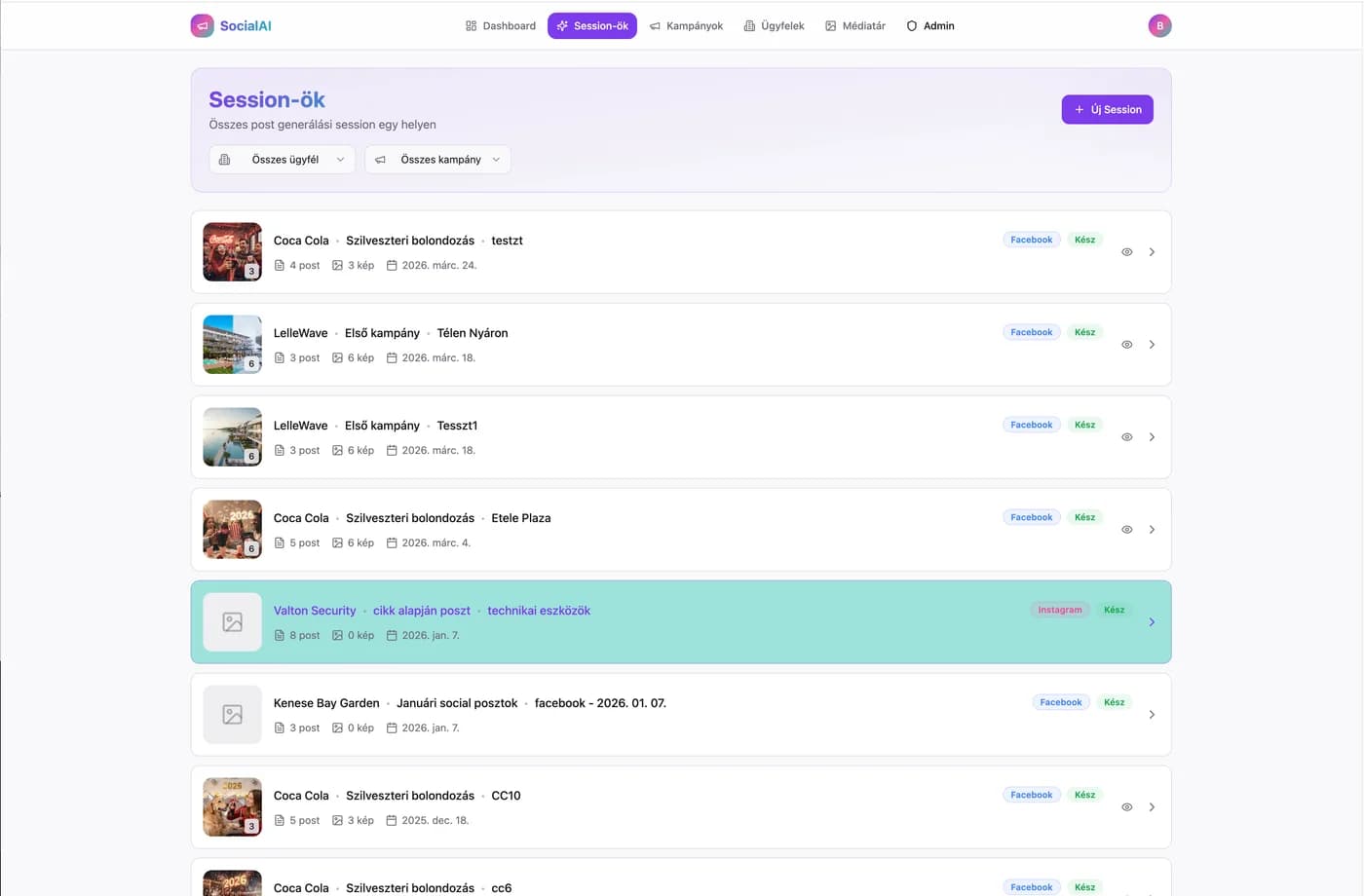 SocialAI – AI-vezérelt social media kampánykezelő platform – képernyőkép 9