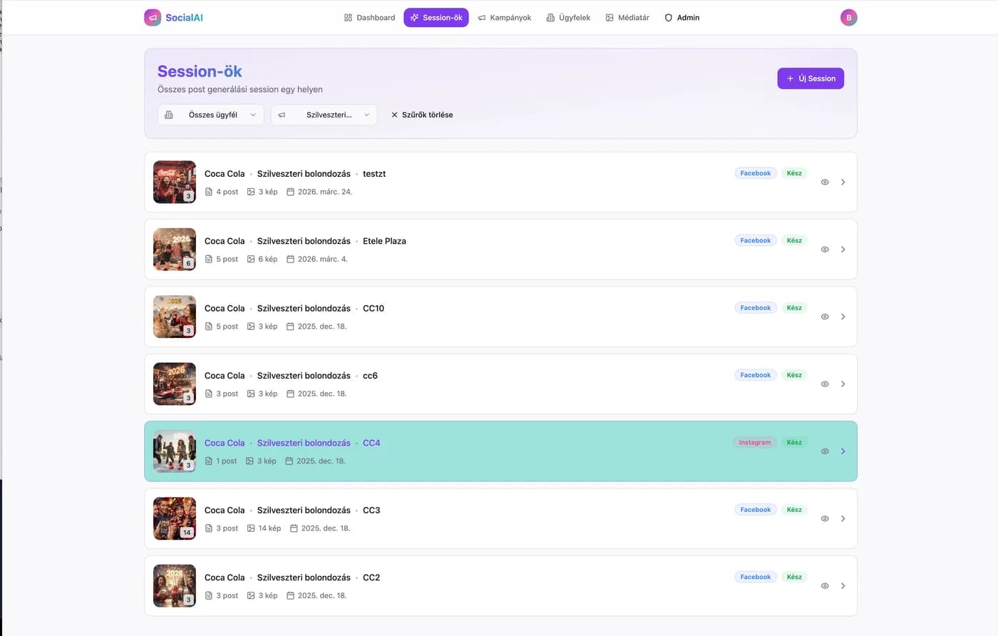 SocialAI – AI-vezérelt social media kampánykezelő platform – képernyőkép 6