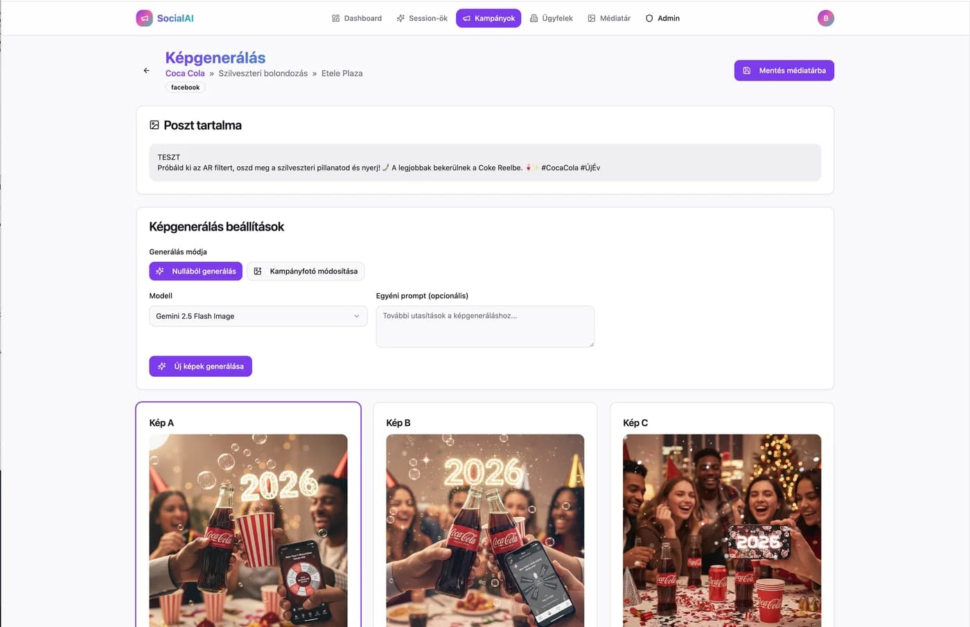 SocialAI – AI-vezérelt social media kampánykezelő platform – képernyőkép 4