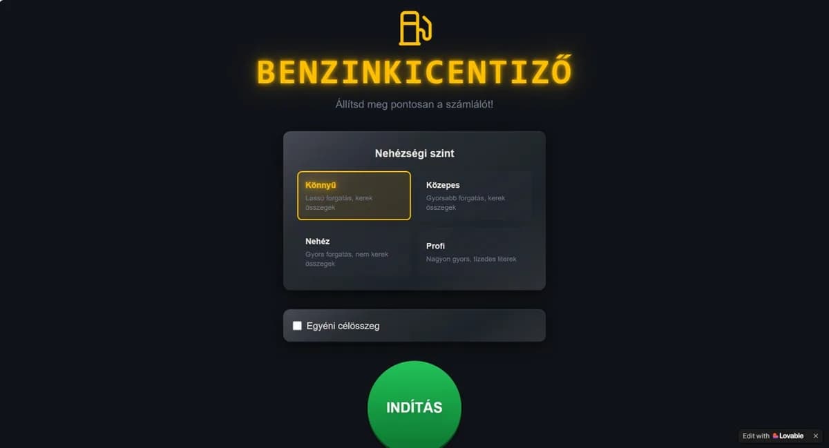 Benzinkicentiző webes játék – képernyőkép 2