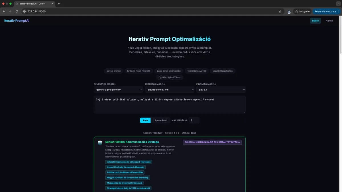 Iteratív Prompt Fejlesztő