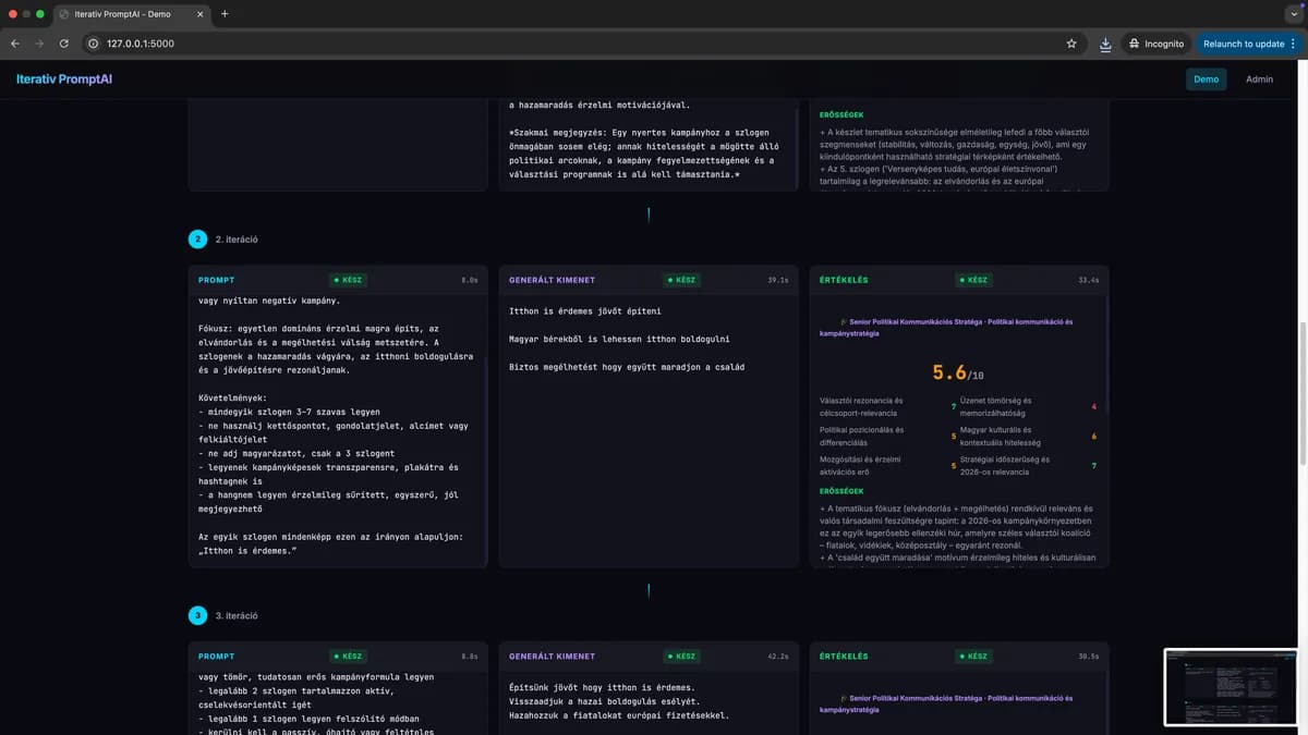 Iteratív Prompt Fejlesztő – képernyőkép 4