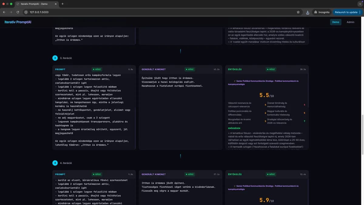 Iteratív Prompt Fejlesztő – képernyőkép 5