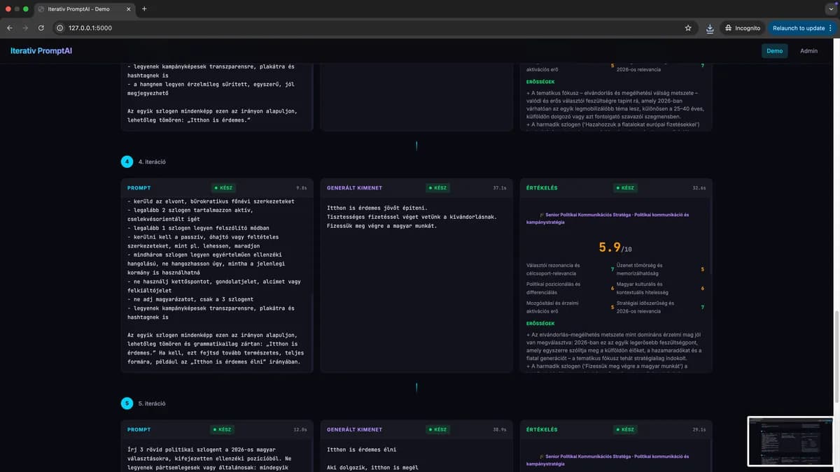 Iteratív Prompt Fejlesztő – képernyőkép 6