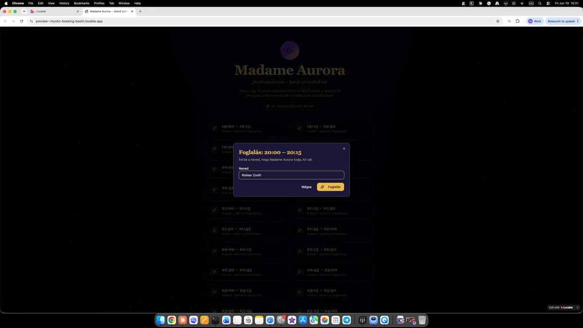 Program beosztó mini weboldal - Jósnő – képernyőkép 2
