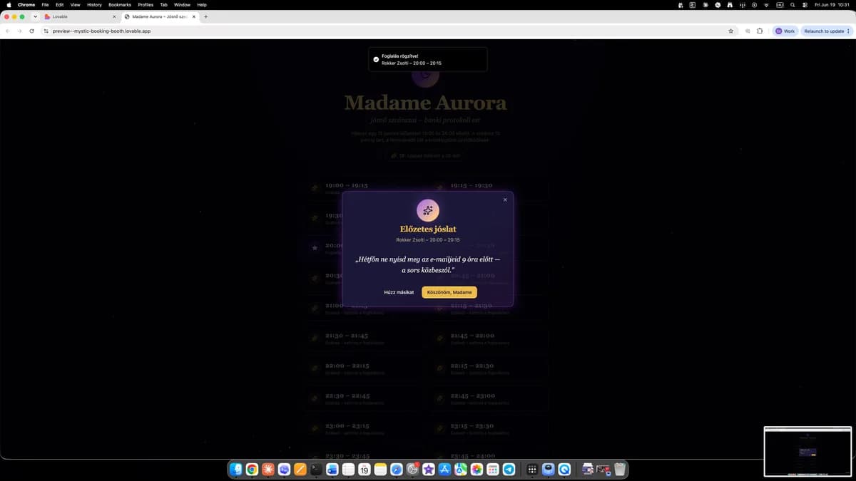 Program beosztó mini weboldal - Jósnő – képernyőkép 3