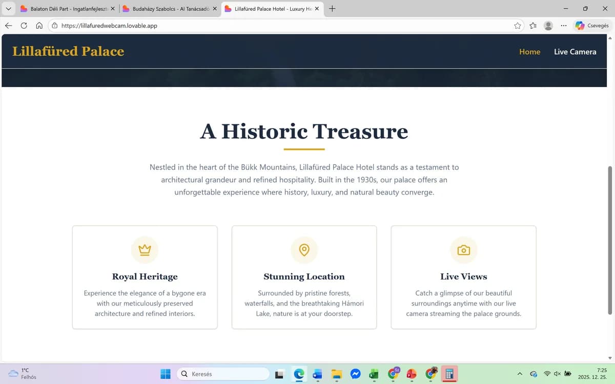 Szálloda app élő webkamerával (MVP) – képernyőkép 2