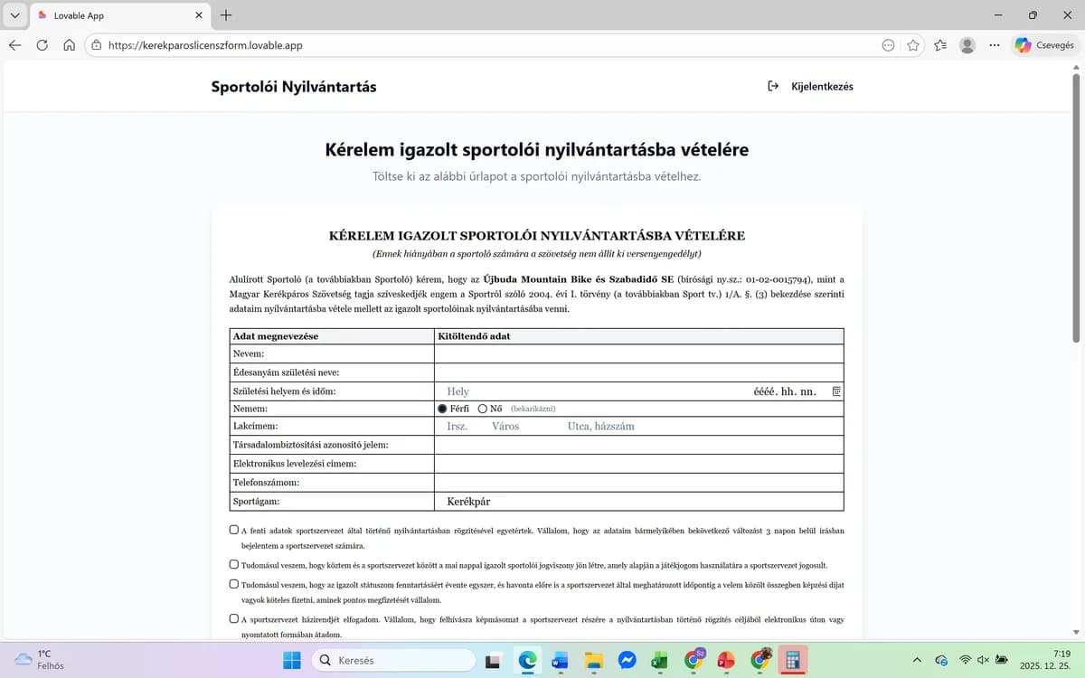 Webes Űrlapkitöltő