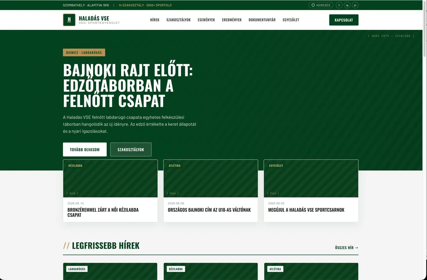 Sportegyesület Web oldal